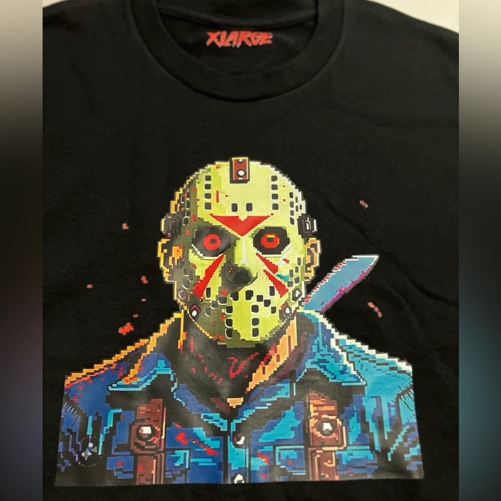 Digital Killer Jason Vorhees Friday The 13th Halloween Men’s Black Tee NWT